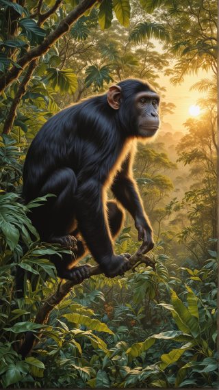 Chimpanzee in the jungle