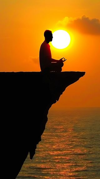 Sunset Meditation on Cliff