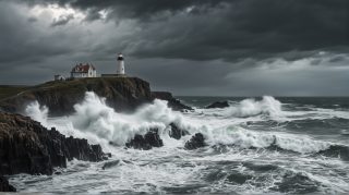 Tempestuous Seascape with Lighthouse
