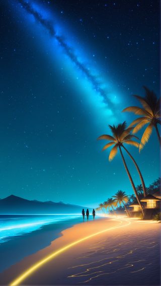 Bioluminescent Night Shoreline