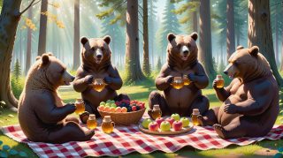 Animated Bears' Picnic Scene