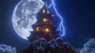 Mystical Manor Moonlit Night