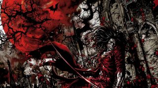 Gothic Horror Crimson Silhouette