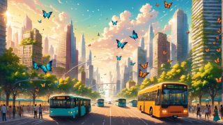 Green City Life with Butterflies