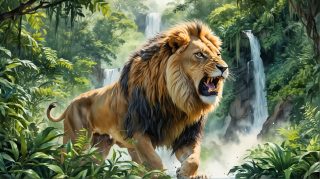 Lion's Roar at Waterfall