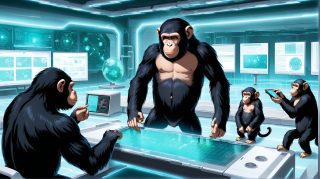 Chimpanzees in Futuristic Control Room