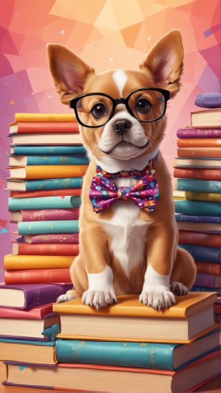 Studious Dog with Books