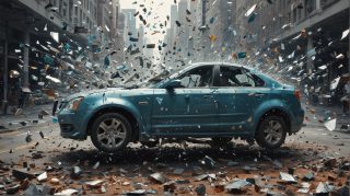 Explosive City Car Collision