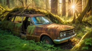 Abandoned Car in Forest