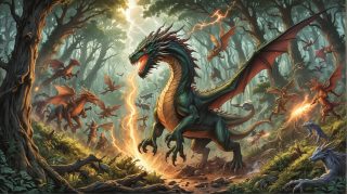 Dragons in Mythical Forest
