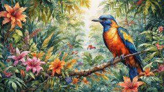 Vibrant Tropical Bird in Jungle