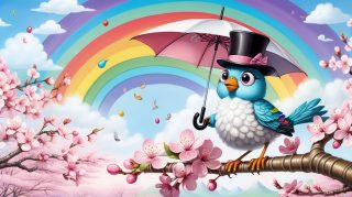 Charming Bird with Parasol