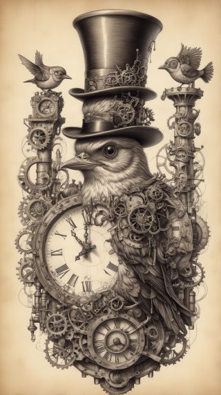 Steampunk Bird with Clockwork