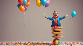 Clown with Balloons and Pancakes