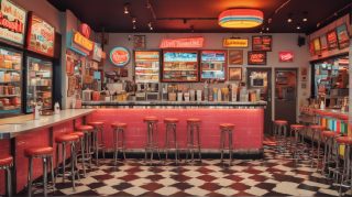 Diner with red stools