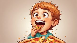 Joyful Pizza Eating
