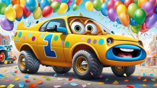 Festive Car with Balloons