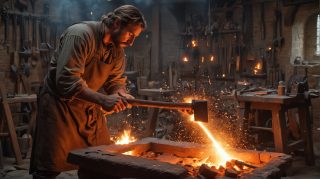 Traditional Blacksmith at Work