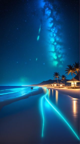 Night Beach Bioluminescence