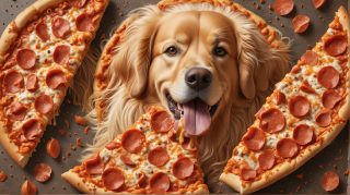 Happy Dog with Pizza