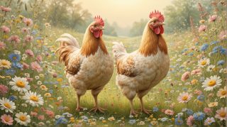 Chickens in Wildflowers