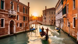 Venetian Canal at Sunset