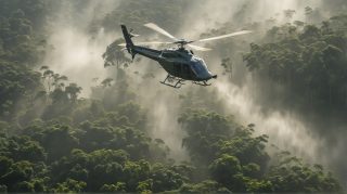 Helicopter Over Rainforest