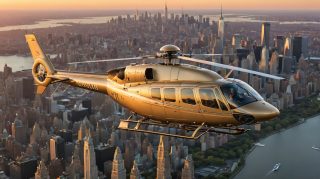 Luxury Helicopter Over City