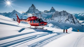 Helicopter Skiing in Mountains