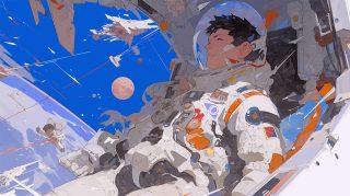 Astronaut Amidst Debris