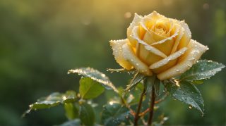 Golden Dewdrop Rose Elegance