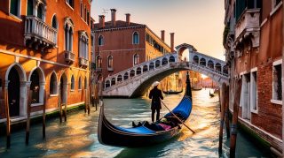 Gondola in Venetian Sunset