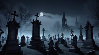 Skeletons, Moonlit Graveyard