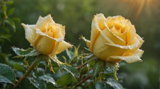 Dewy Yellow Roses