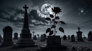 Moonlit Rose over Graveyard