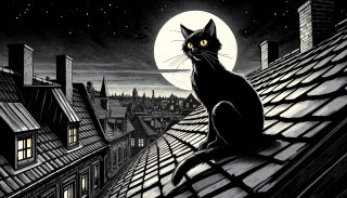 Serene Nighttime Cat