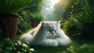 Peaceful Cat in Garden
