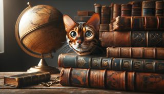 Scholarly Cat Among Books