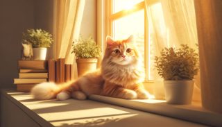 Tabby Cat on a Sunny Window Sill