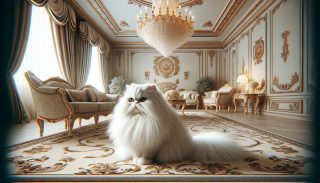 Persian Cat in an Elegant Living Room