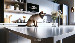 Siamese Cat in a Modern Kitchen