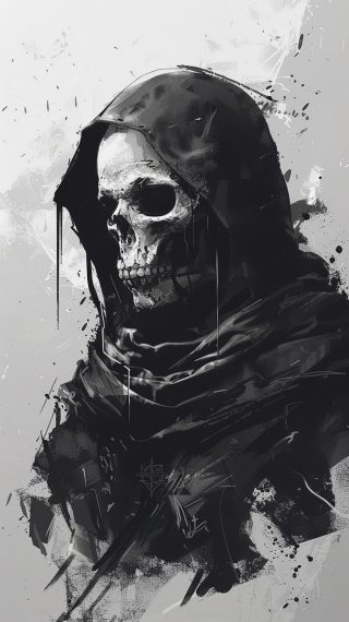 Abstract Skull in Monochrome