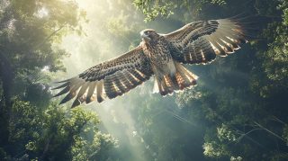 Eagle Soaring Over Treetops
