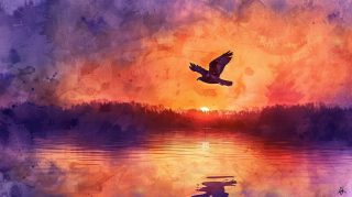 Sunset Eagle Watercolor