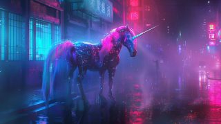 Neon-Tech Unicorn Stance
