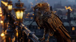 Steampunk Eagle on Lamp