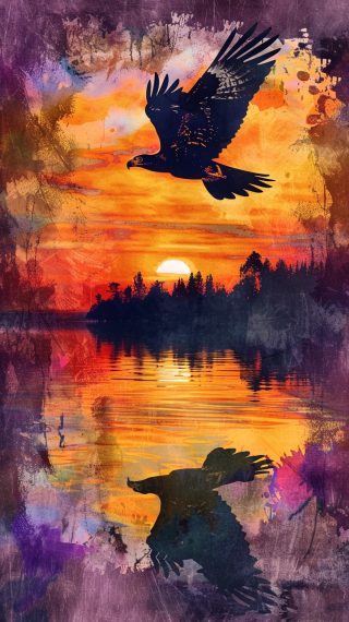 Sunset Eagle Reflection