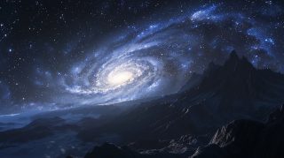 Galactic Spiral Over Peaks