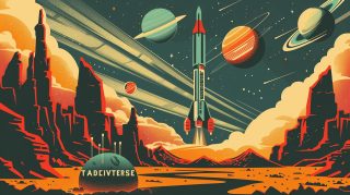 Space Launch Retro Poster