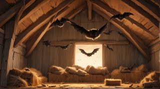 Bats in Sunlit Barn